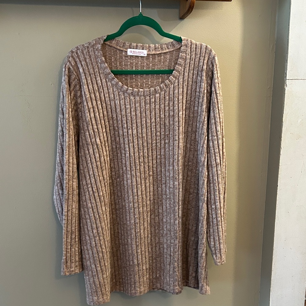 Women's Ribbed Knit Top - Beige